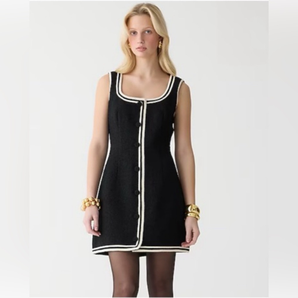 NWT J.Crew Sophia Sleeveless Tweed Mini Dress in black - 6